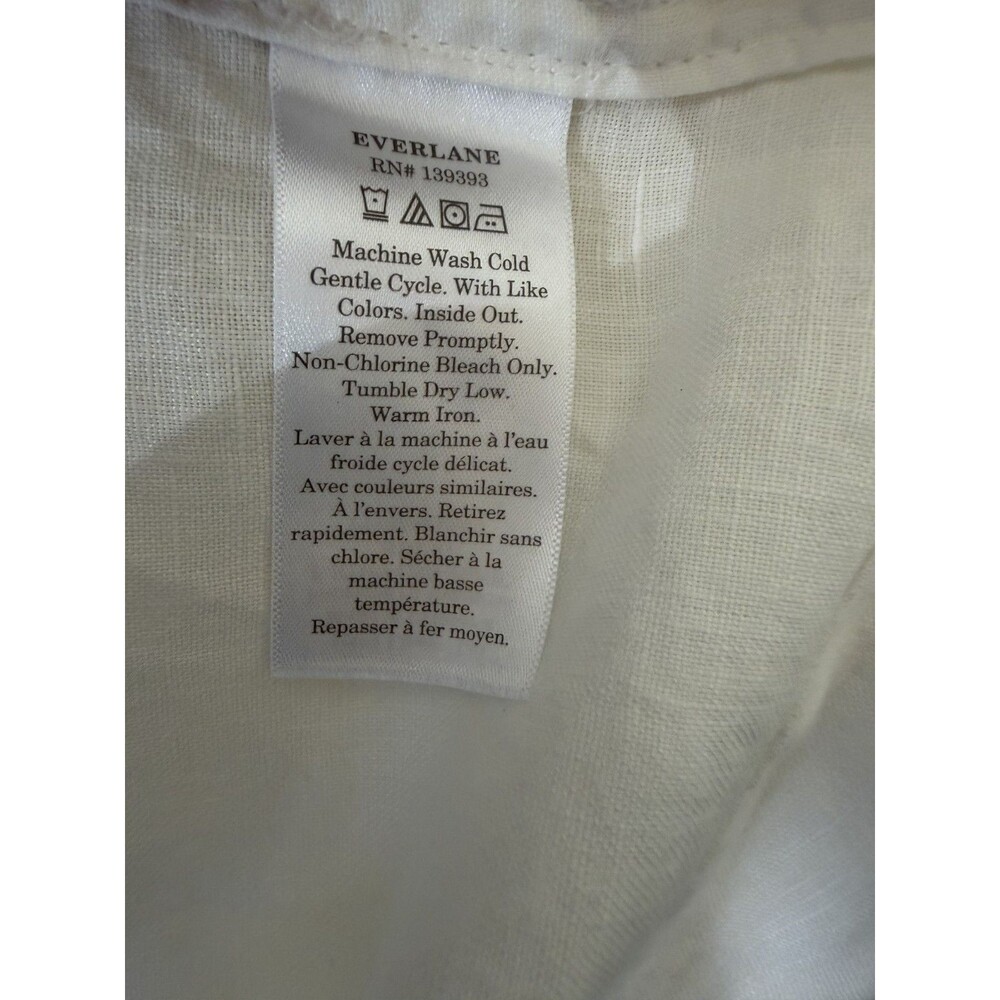 Everlane Top Womens Large White 100% Linen Short Sleeve Boxy Relaxed Shirt - Picture 11 of 13